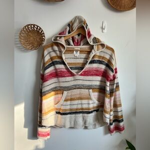 Billabong Baja Hoodie 60% Cotton Striped Pullover Boho Surf Sweater Size S